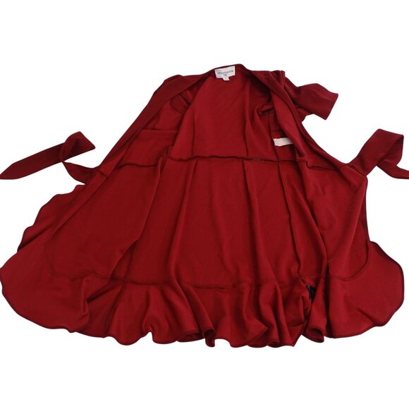 Stylestalker Women Burgundy Red Ruffle Wrap Dress Size S Short Sleeve Party - Picture 4 of 12